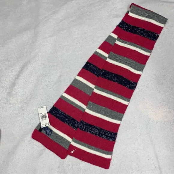 Nautica NWT Kids Metallic Accented Striped Scarf - Picture 5 of 5